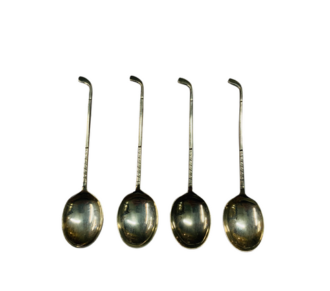 Set of 4 sterling silver golf tea spoons