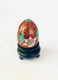 Miniature Red Cloisonné Egg With Stand