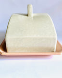 Pink and Grey Poole Butter Dish