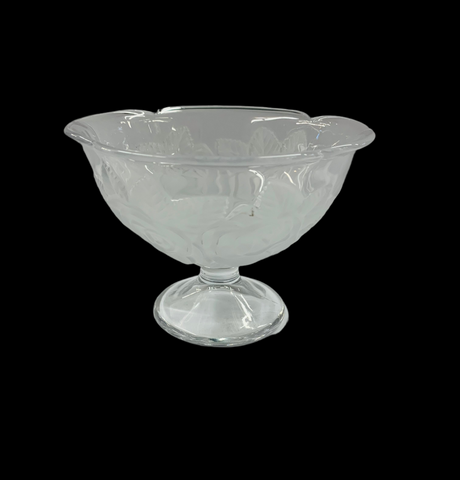 Rose design glass compote bon bon dish