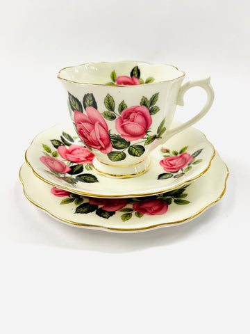 Royal Albert Trio with Pink Roses