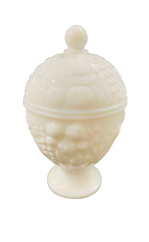 Antique Milk Glass lidded compote