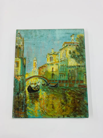 Antique small oil painting of Venice