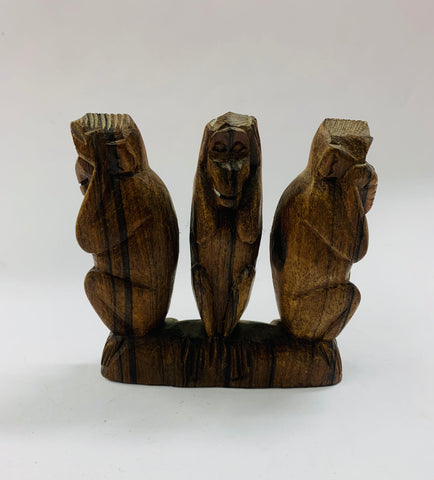 Wooden hear no evil see no evil speak no evil monkeys