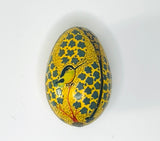 Decoupage Cream Egg Base with Blue Kingfisher with Gold Filigree