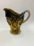 Large rare purple iridescent carnival glass jug