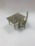 Sterling silver table and chair