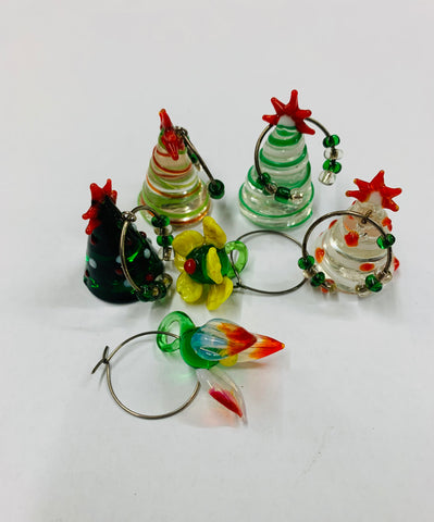 Set 6 glass Xmas glass decorations