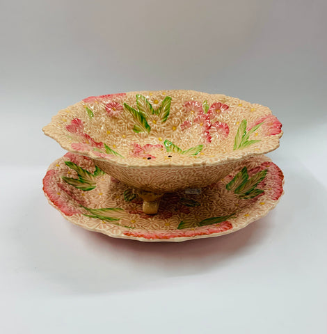 Pink Crown Ducal salad bowl and plate