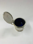 Sterling silver and cobalt blue glass sugar bowl