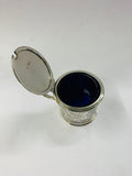 Sterling silver and cobalt blue glass sugar bowl