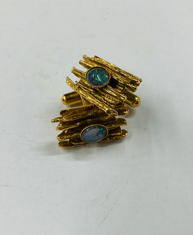 Midcentury Opal and gold tone Cufflinks