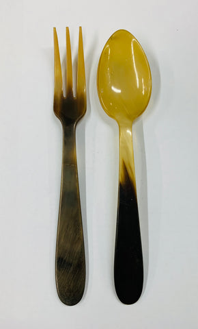 Vintage oversize horn fork and spoon