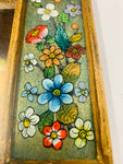 Small antique mirror with painted floral design