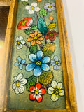 Small antique mirror with painted floral design