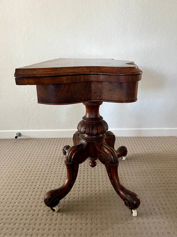 Victorian Burr Walnut folding games Table