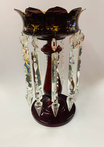 Antique Victorian Ruby Glass Lustre