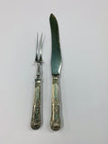 Silver plated Kings pattern carving knife and fork