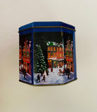 Octagonal Christmas Tin of a snowy Christmas evening