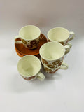 Set of 6 Kelston Ceramics colour glaze retro cups and saucers