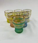 Set of 6 sugar frosted small retro glasses