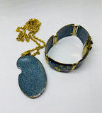 Matching vintage enamel pendant and bracelet