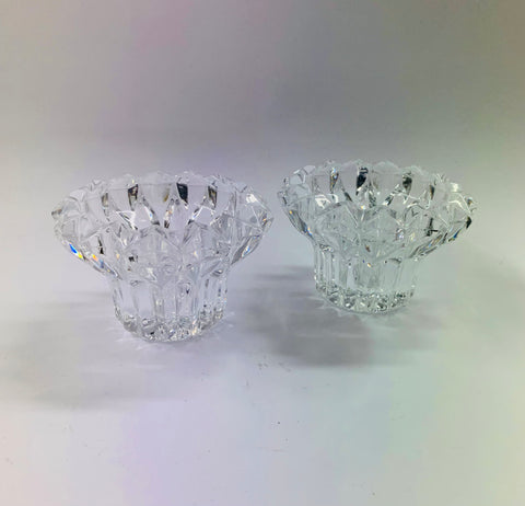 Pair of heavy Midcentury crystal candlesticks