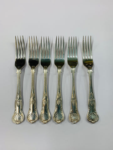 Set 6 silver plated Kings pattern dinner forks