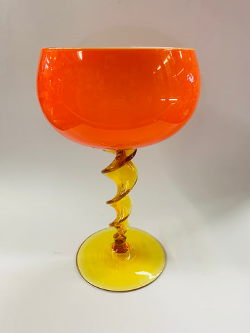 Retro Midcentury orange glass compote