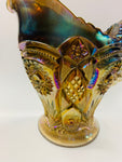 Large rare purple iridescent carnival glass jug