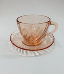 Set of 6 French depression glass cups and saucers