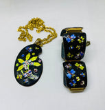 Matching vintage enamel pendant and bracelet