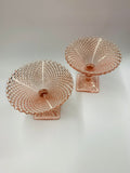 Pair of Pink Depression glass compotes