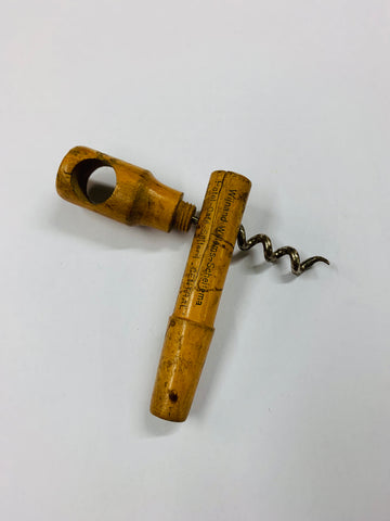 Antique wooden treen corkscrew