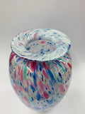 Large hand blown multi colour glass vase