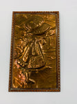 Copper picture of a young girl in a wooden frame