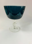 Retro Midcentury blue glass compote