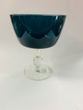 Retro Midcentury blue glass compote