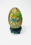 Cloisonné Gold Rough Egg with Red and Blue Flowers