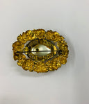 Large vintage gold tone and faux Pearl brooch