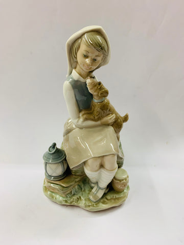 Lladro girl with puppy and honey pot