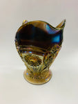 Large rare purple iridescent carnival glass jug