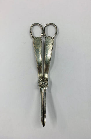 Ornate antique silver plated grape scissors