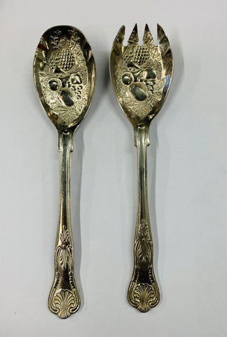 Silver plated Kings pattern fruit salad servers