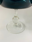 Retro Midcentury blue glass compote