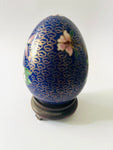 Cloisonné Egg Blue Background with Pink Flowers