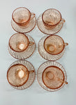 Set of 6 French depression glass cups and saucers