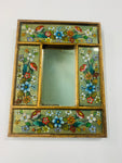 Small antique mirror with painted floral design