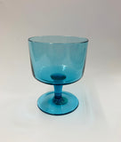 Set 4 retro Midcentury blue glass cocktail glasses