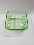 Green Uranium glass square bowl